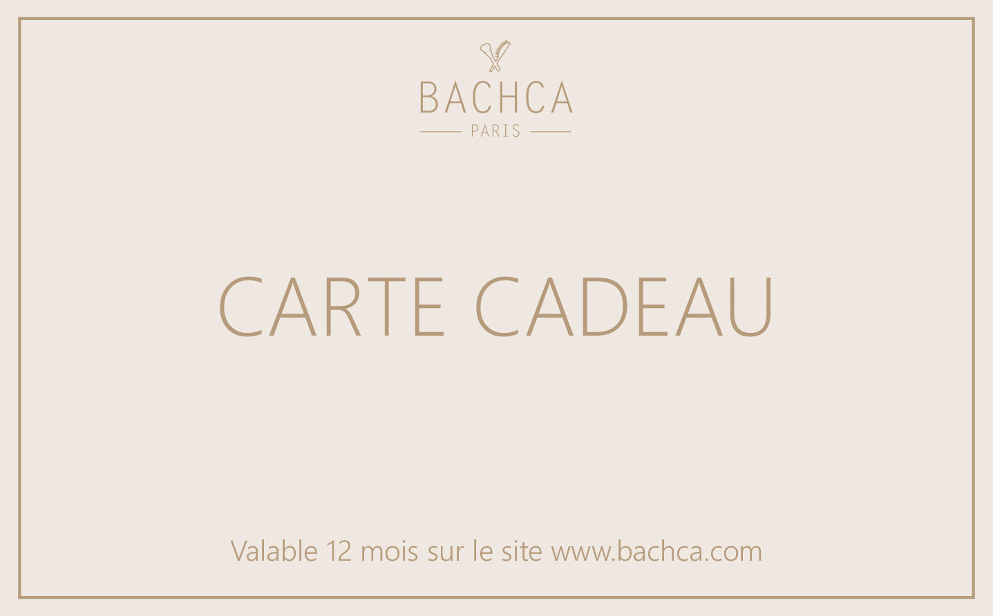 Carte cadeau Bachca — une élégante attention valable 12 mois sur le site www.bachca.com
, pour offrir la liberté de choisir parmi tous nos essentiels beauté et accessoires cheveux.
