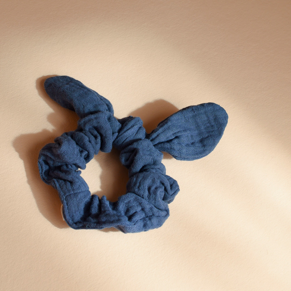 Cotton gauze bow scrunchie