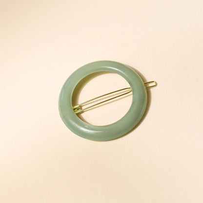 Round barrette Water green